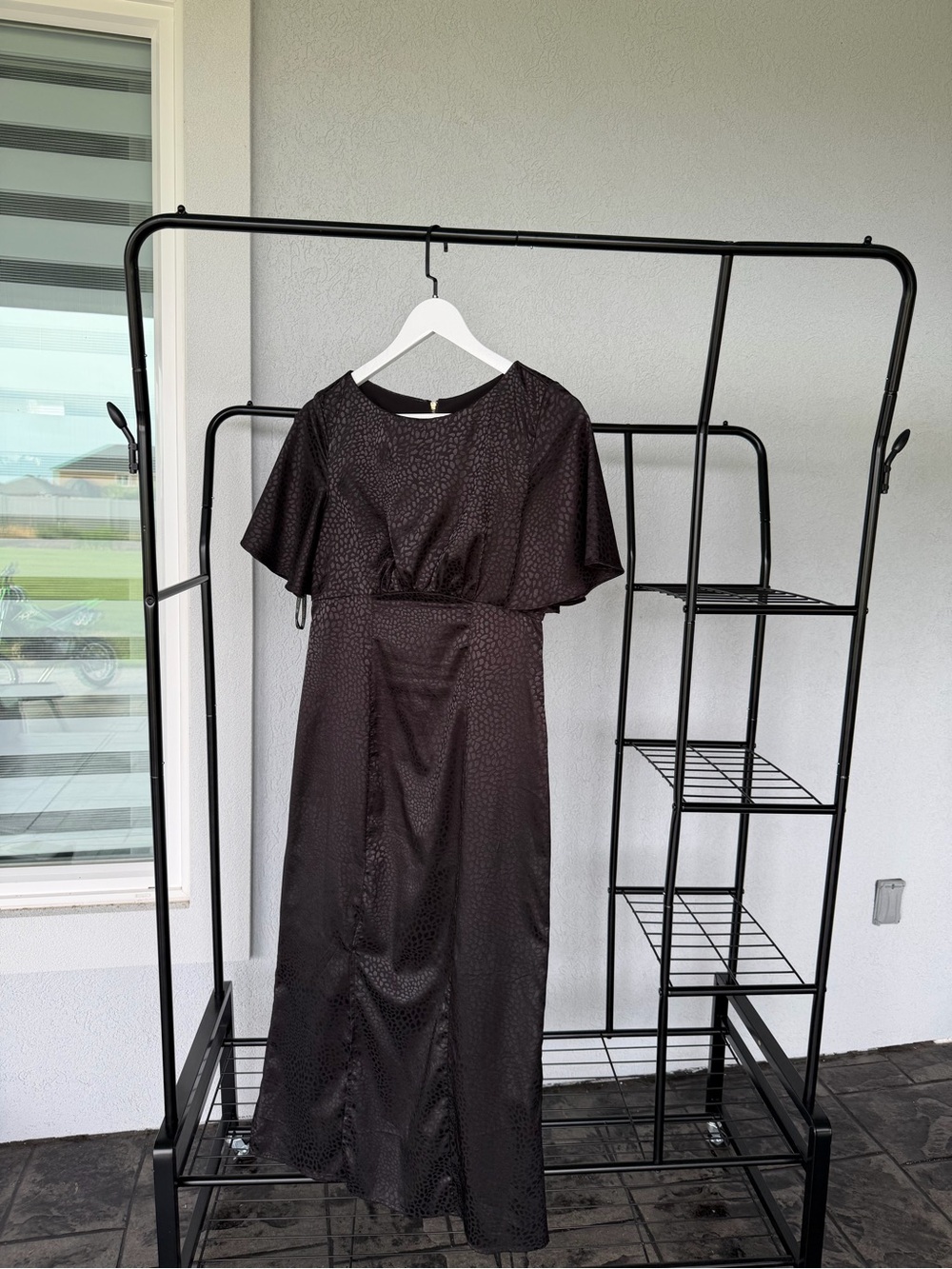 Chi Chi London Black Maxi Dress with Flutter Sleeves